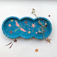 Load image into Gallery viewer, Small Blue Bugs and Stars Terrazzo Tray